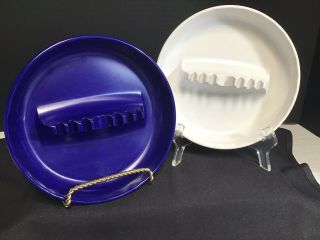 Vintage Melamine Ges - Line 341 Ashtray - Blue - White Made In Usa/good 7in