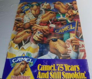 Vintage 1988 Camel Cigarettes 75th Birthday Celebration Party Poster 36 " X 24 "