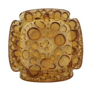 Vintage Blenko? Ashtray Amber Square Art Glass Bubbles Mid Century Modern 4 " Euc