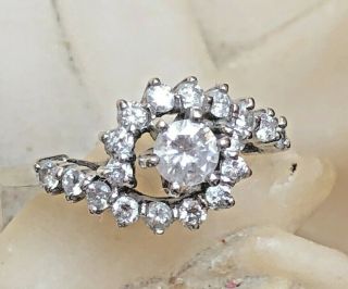 Antique Estate 14k White Gold Diamond Ring Art Deco Signed Tg Engagement