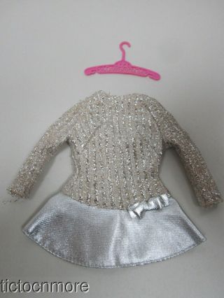 Vintage Mod Barbie Doll Clothes Set 1885 Silver Sparkle Metallic Mini Dress