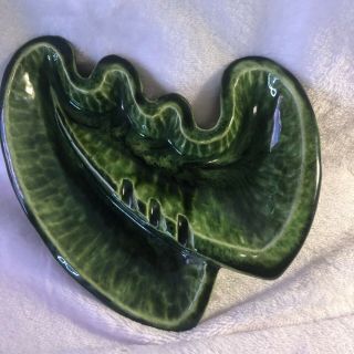 Vintage Green Leaf Drip Glaze Ceramic Ashtray California Pottery 86305 Usa