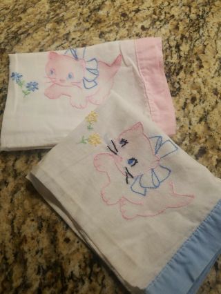 Set Of 2 Vintage Baby Pillow Cases