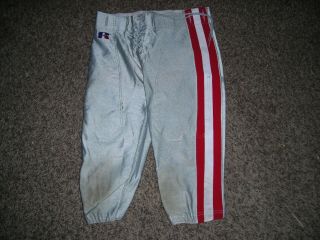 Vintage,  Football Game Worn Pants,  Silver W/red/white Stripes,  Adult Xl,  Ex Cond
