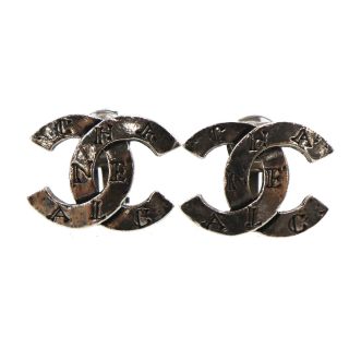 Chanel 31 Rue Cambon Earrings Silver Plated Clip - On Vintage Authentic Ff157 W