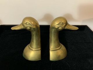 Brass Duck Head Bookends Book Ends Mid - Century Modern Vintage Solid Brass
