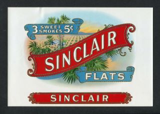 Old Sinclair Cigar Label - Tobacco Plantation,  Palms,  Gold Trim