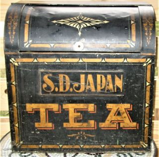 Antique 1880 Norton Bros Chicago General Store S.  D.  Japan Tea Bin Gold Stenciling