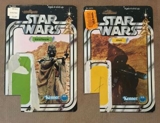 2 Vintage Kenner Star Wars Action Figure Card Backs (sand People & Jawa)