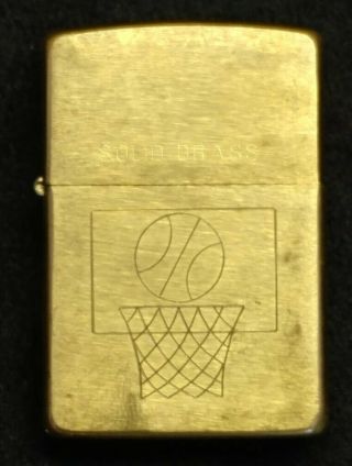 Vintage 1995 Solid Brass Zippo Lighter Basketball Motif