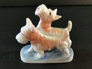 Vintage Porcelain Ceramic Scottish Terrier Figurine Scottie Dogs - Japan