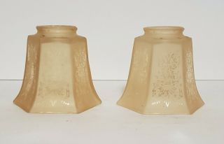 Vintage Art Deco Acid Etched Peach Frosted Glass Chandelier Ceiling Light Shade