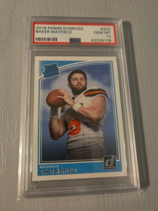 2018 Panini Donruss Baker Mayfield Rated Rookie Rc Psa 10 303