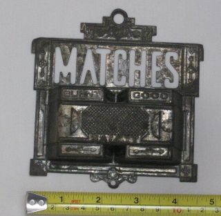Antique Ornate Tin Matches Match Holder Hanger Burnt Good Safety