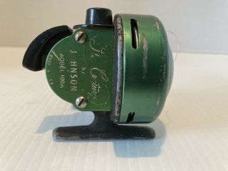 Vintage The Century By Johnson Model 100a Green Closed Faced Fishing Reel