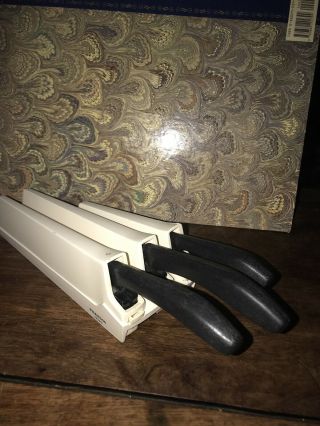 Vintage Wilkinson Sword Self Sharpening Knife Set X 3 Knives Wall Unit