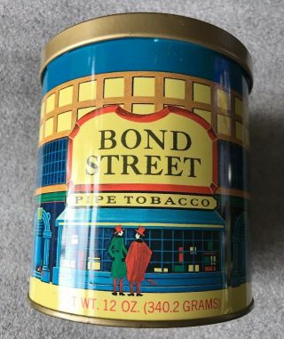Bond Street - Pipe Tobacco Metal Tin Can,  Philip Morris,  Storefront,  Blue,  5”