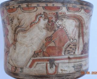 Pre Columbian Mayan Crypt Tripod Vase,  Glyphs 5 - 6 " Prov