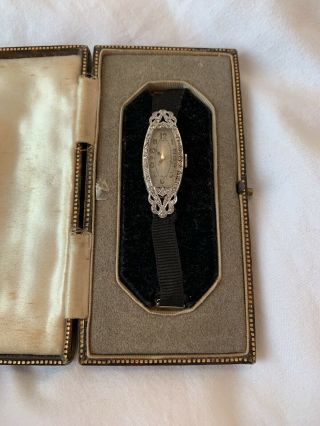 Antique 1930’s Art Deco Ladies Diamond Cocktail Watch,  Dated.  White 18ct Gold
