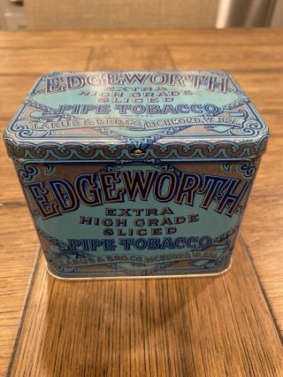 Edgeworth Extra Sliced Pipe Tobacco Tin Canister Hinged Box 14oz