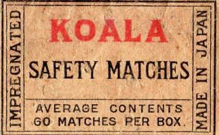 Matchbox Label Japan Koala Scarce Average Contents 60