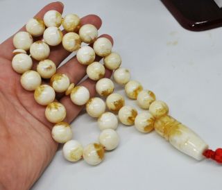 70.  38g Extra Large Antique Baltic Amber Islamic 33 Prayer Beads Rosary