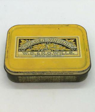 Vintage Golden Virginia Tobacco Tin (empty) Yellow Graphics 2oz.  Rare