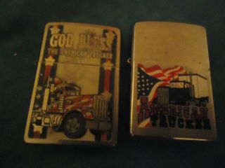(2) Zippo American Trucker Cigarette Lighters
