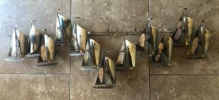 Signed C.  Jere 1978 Brutalist Metal Sailboats Boats Regatta Wall Sculpture Art