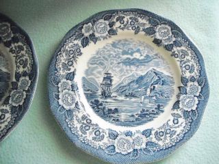 2 Lochs of Scotland Royal Warwick China Dinner Plate Vtg Blue England Gp2 2