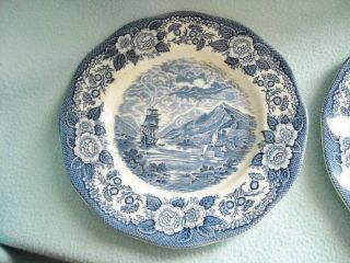 2 Lochs of Scotland Royal Warwick China Dinner Plate Vtg Blue England Gp2 3