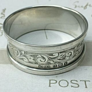 Vintage Solid Sterling Silver B Art Deco Napkin Ring Henry Griffith & Sons 1930