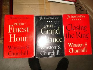 5 Vtg Winston S.  Churchill The Second World War Books 1 - 5 Book Club Ed.  1948 - 53