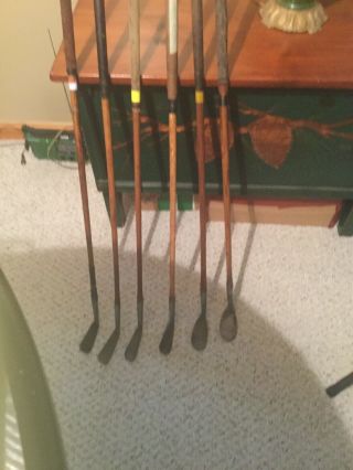 6 Antique Hickory Wood Shaft Tom Stewart Clubs Player’s
