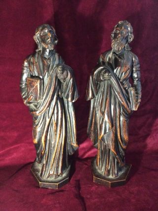 18th Century Black Forest Carved Wood Saint Figures