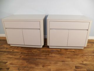 Pair Vintage Custom Made Gray Night Stands End Tables Mid - Century Modern Formica