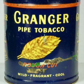 Vintage Granger Rough Cut Pipe Tobacco Tin 14oz Pointer Antique Cigarette Old 2