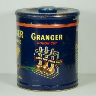 Vintage Granger Rough Cut Pipe Tobacco Tin 14oz Pointer Antique Cigarette Old 3