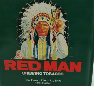 Red Man Chewing Tobacco Tin Box Canister Vintage 1990 Limited Edition
