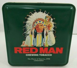 Red Man Chewing Tobacco Tin Box Canister Vintage 1990 Limited Edition 2