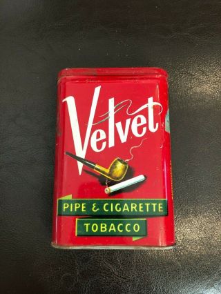 Vintage Velvet Pipe & Cigarette Tobacco Tin (empty)