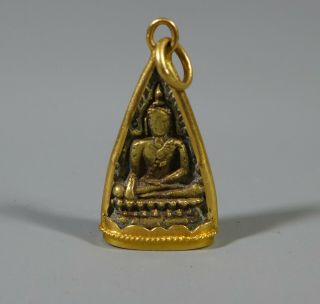 Rare Antique Tibetan High Carat Gold Mounted Amulet Pendant Buddha Buddhism 1