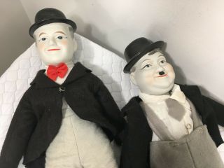 Large Vintage Laurel And Hardy Porcelain Dolls
