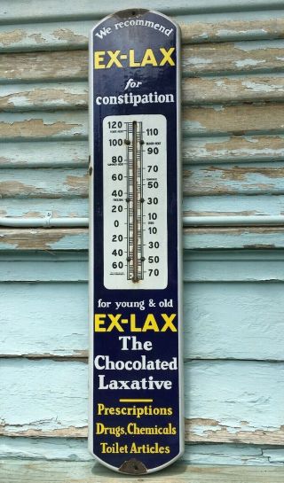 Antique 1920s Ex - Lax Advertising Thermometer Porcelain 39 " Ex Lax Buy It Now