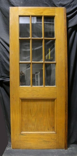 30 " X79 " X1.  75 " Antique Vintage Old Oak Wood Wooden Door 9 Window Glass Lite Pane