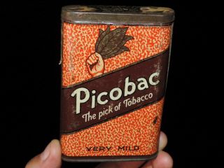 Advertising Picobac Cigarette Tobacco Pocket Tin Can Sign Canada Tabac Vintage