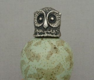 Rare Novelty James Macintyre Porcelain Egg Scent Bottle Silver Owl Top