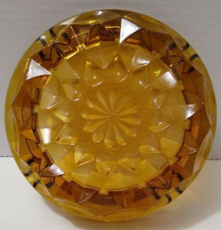 Vintage Heavy Round Amber Glass Ashtray Cigar Cigarette 6 - 1/8” In Diameter 2