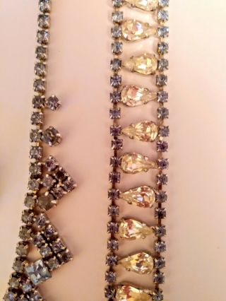 Lovely Vintage Baby Blue Aurora Borealis Rhinestone Necklace Bracelet & Earrings 3