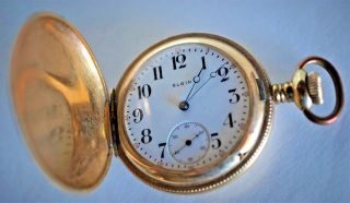 Antique Elgin Pocket Watch Gold Filled Engraved Full Hunter Case 1891